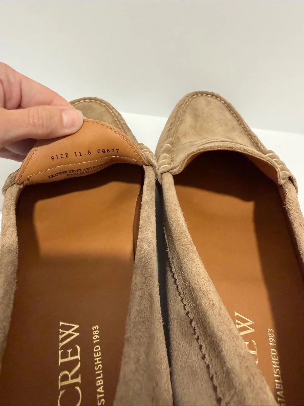 NEW J. Crew Camden suede loafers with rubber soles wet sand CQ877 size 11.5 $188